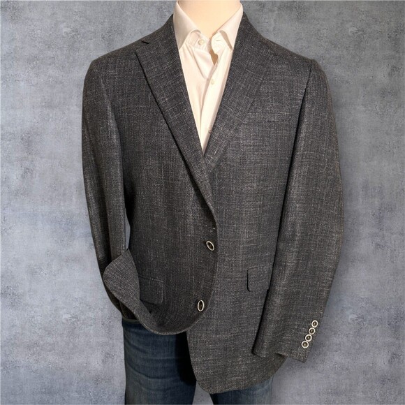 HART SHAFFNER MARX Mens Blazer 42R Sport Coat 2-Button Jacket Gray Wool Suits - Picture 2 of 12